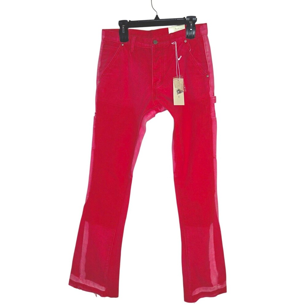 MNML Men’s Fushia Utility Distressed Tie Dye Denim Jeans Size 30w x 33I